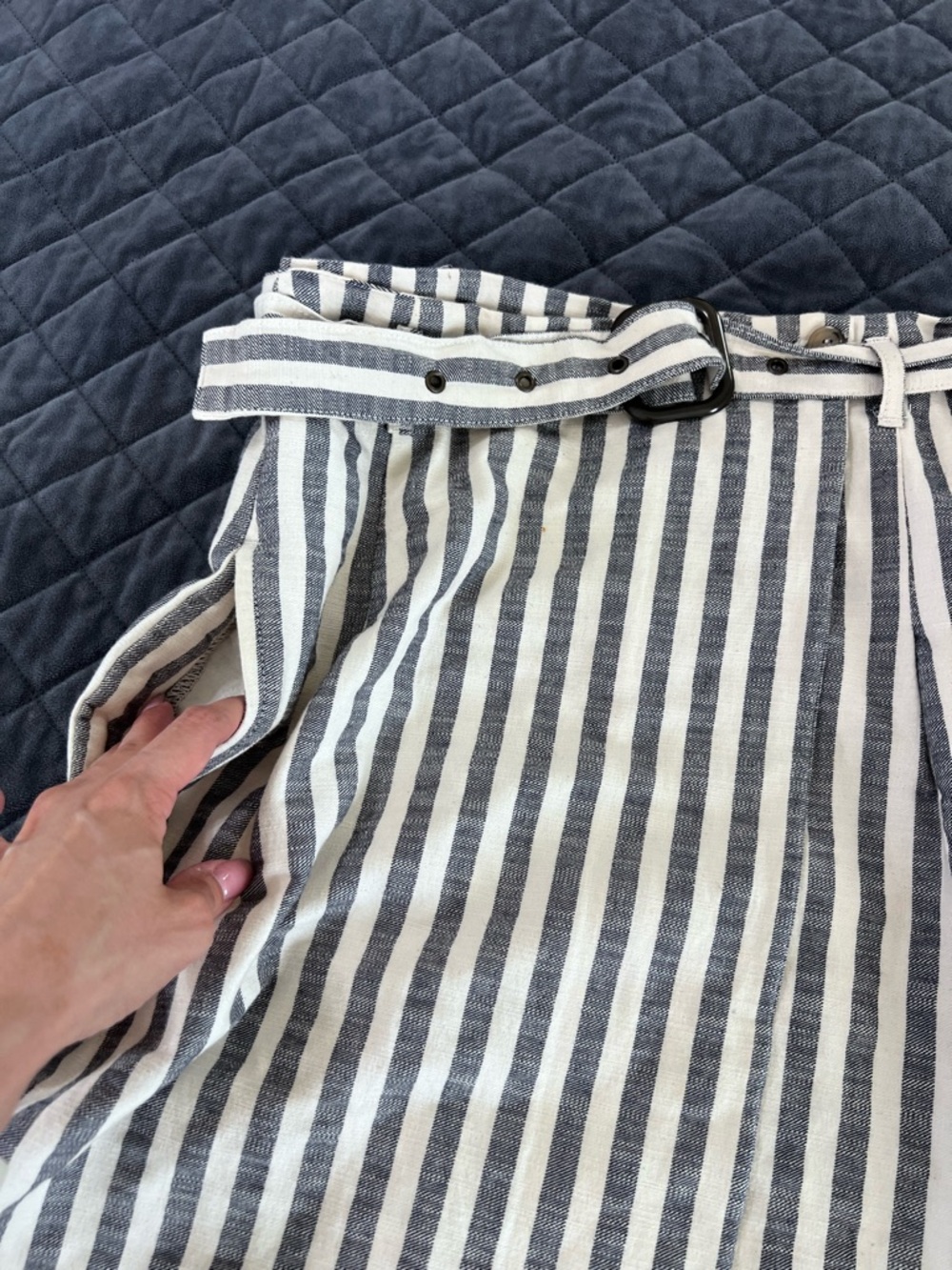 Anthropologie Striped Pencil Skirt Women’s Size 2 Wrap Belted Knee Length B22 - Picture 6 of 9